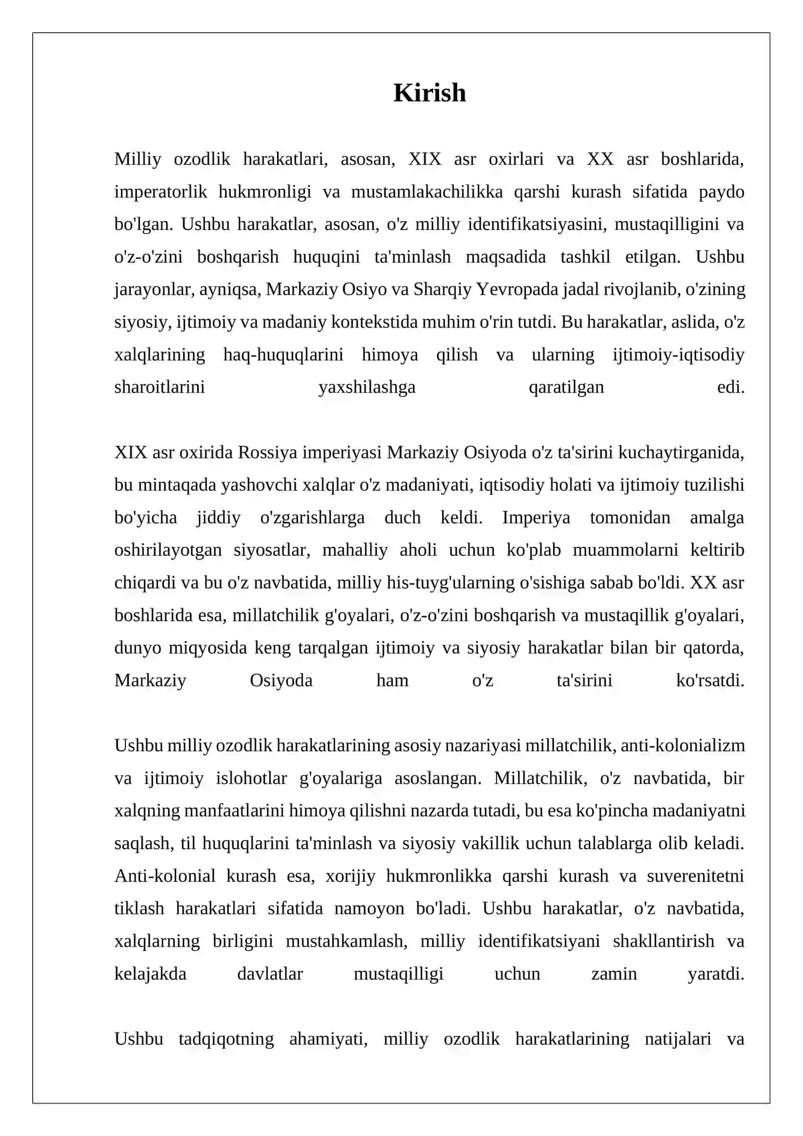XIX ASR OXIRLARI - XX ASR BOSHLARIDAGI MILLIY - OZODLIK HARAKATLARI, ULARNING MAQSADI VA OQIBATLARI 3