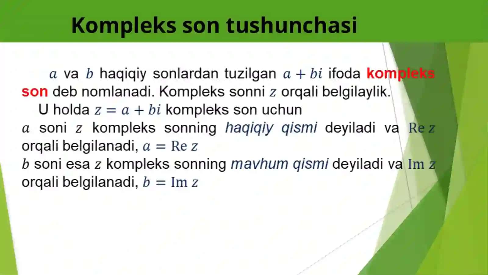 Amaliy matematikadan Kompleks sonlar ustida amallar 3