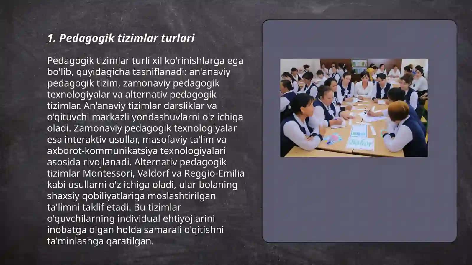 Pedagogik tizimlar va ularning shakllari haqida tushuncha 3