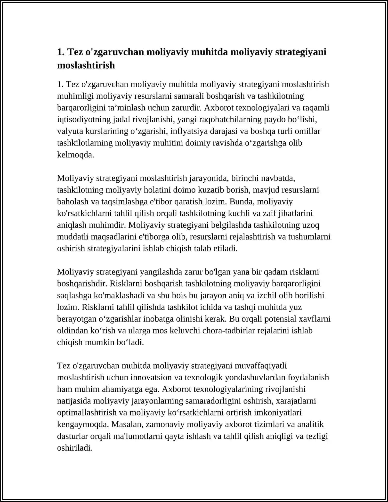 TEZ O'ZGARUVCHAN MOLIYAVIY MUHITDA TASHKILOTLAR FAOLIYATINI BOSHQARISHNING ZAMONAVIY YONDASHUVLARI 3