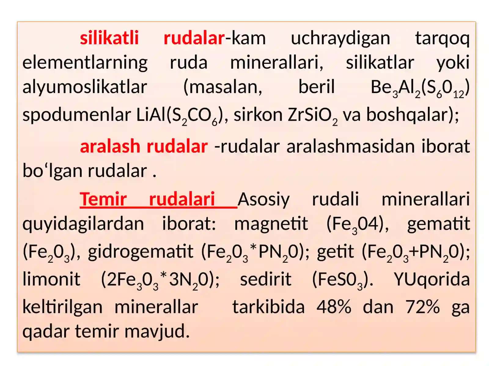 Ruda va rudamas foydali qazilmalarni kimyoviy-mineralogiktavsifi 3