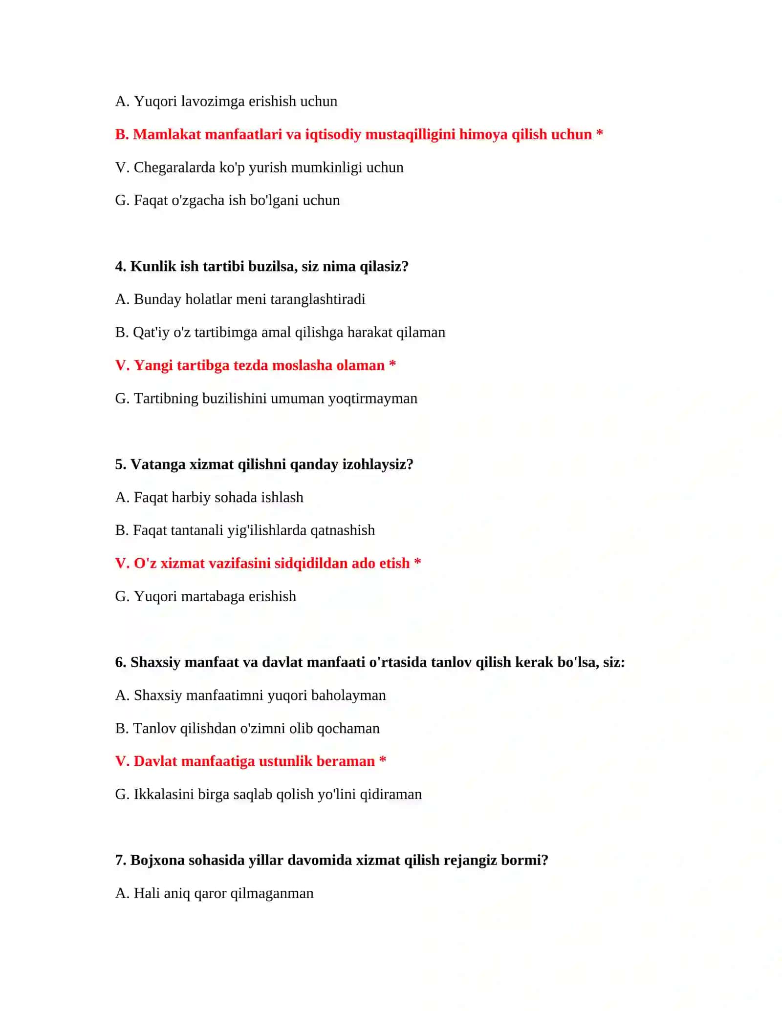 BOJXONA XIZMATI KASBIY TANLOVI LOGIK TESTLAR 3