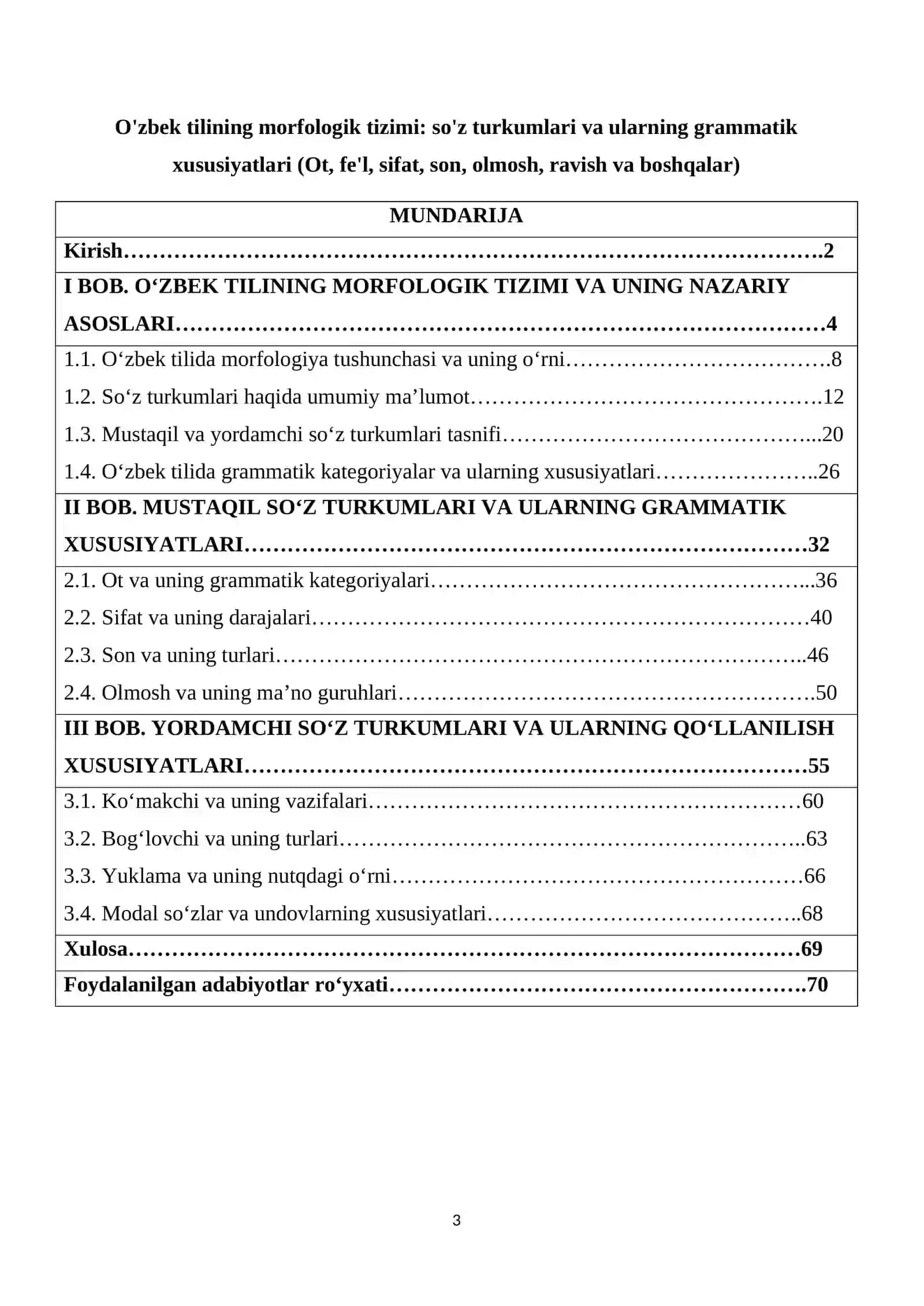 O‘zbek tilining morfologik tizimi 3