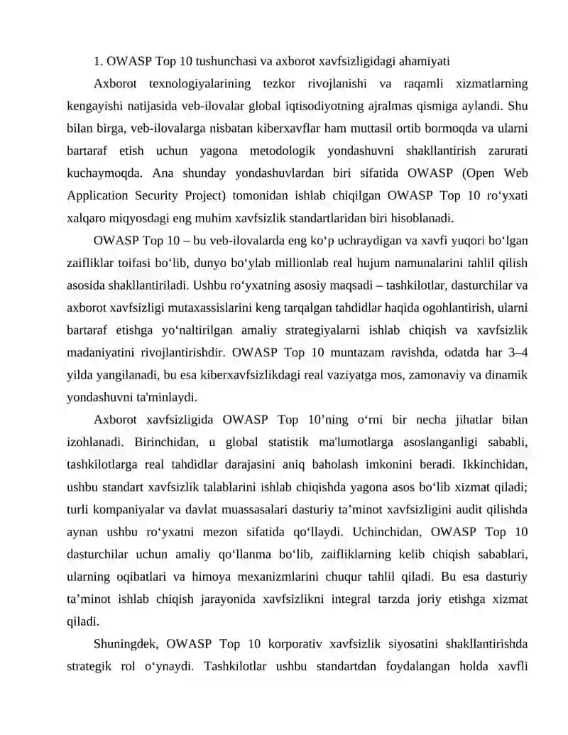 OWASP Top 10 afzalliklari tahlili 3