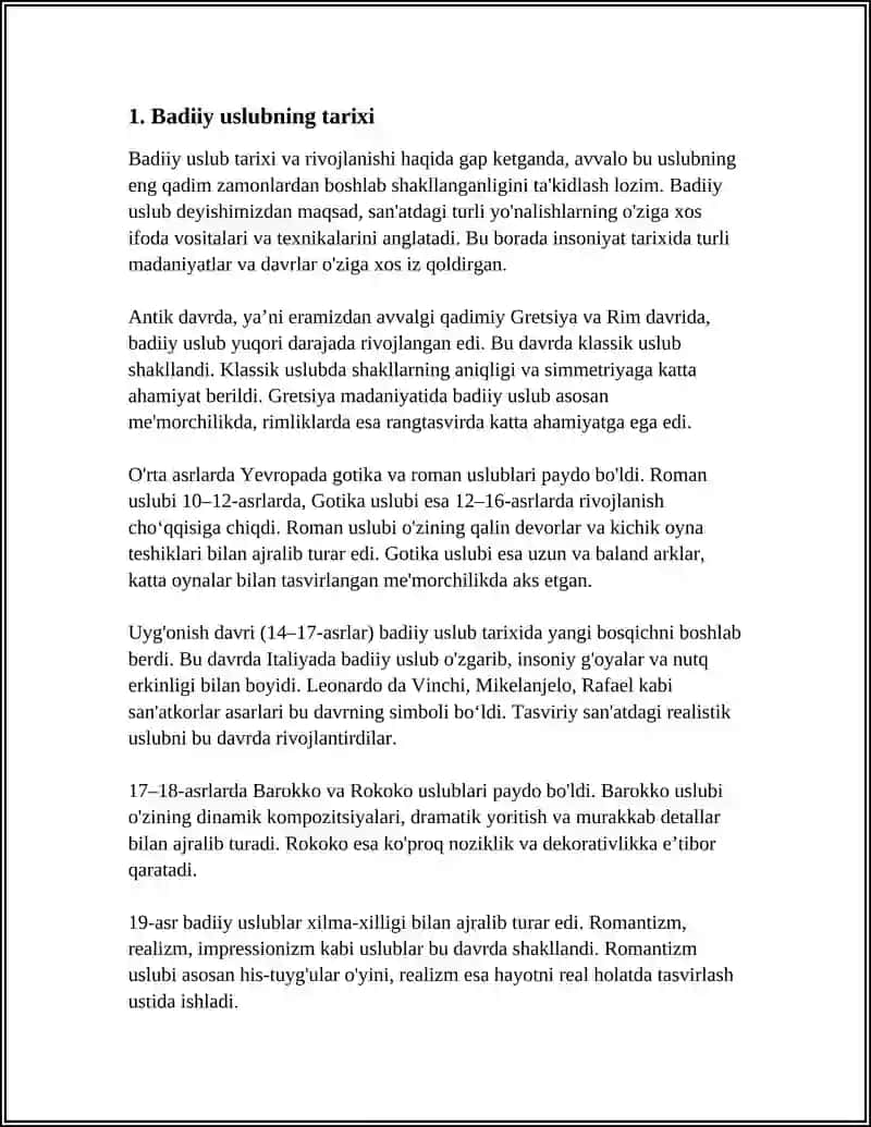Badiiy uslub - Obrazli uslub sifatida 3