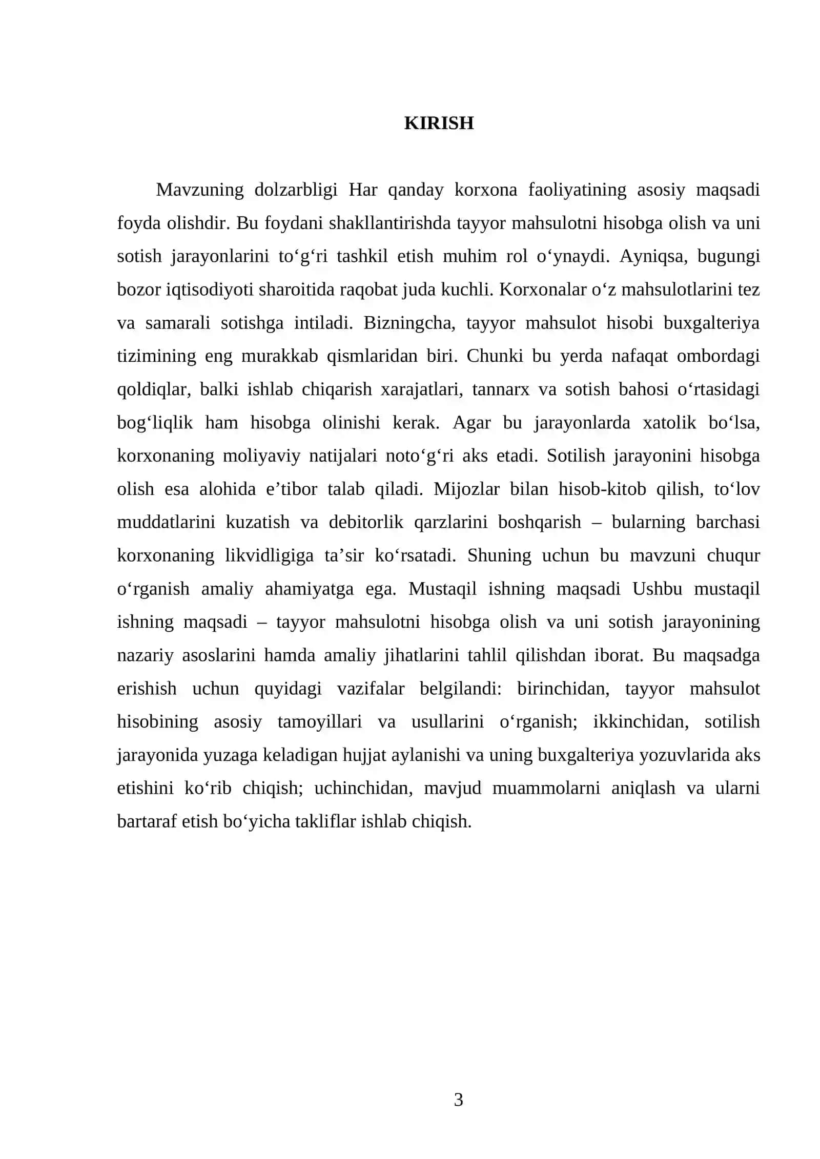 Tayyor mahsulot va uning sotilishini hisobga olish 3