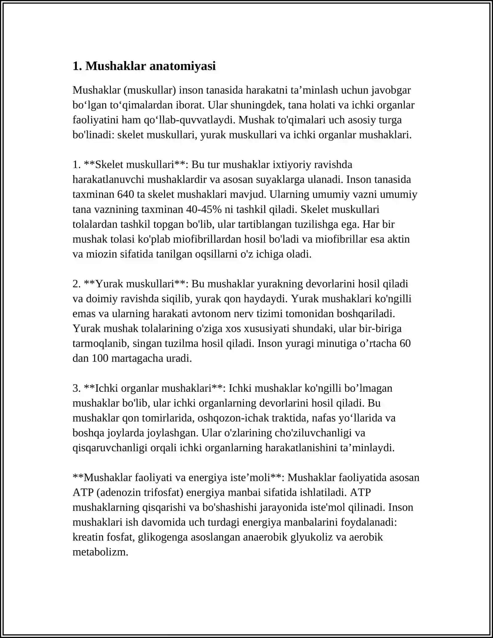 MUSHAKLARNING ISHI VA BIOMÈXANIKASI. LESGAFT MUSHAKLAR TÕĞRISIDA TA'LIMOTI 3