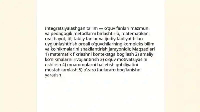 Integratsiyalashgan taʼlimni yechish bosqichlari 3
