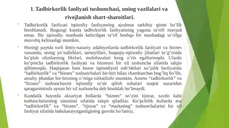 Turizmda Tadbirkorlik Faoliyatini Boshqarish va Biznes Rejareja 3