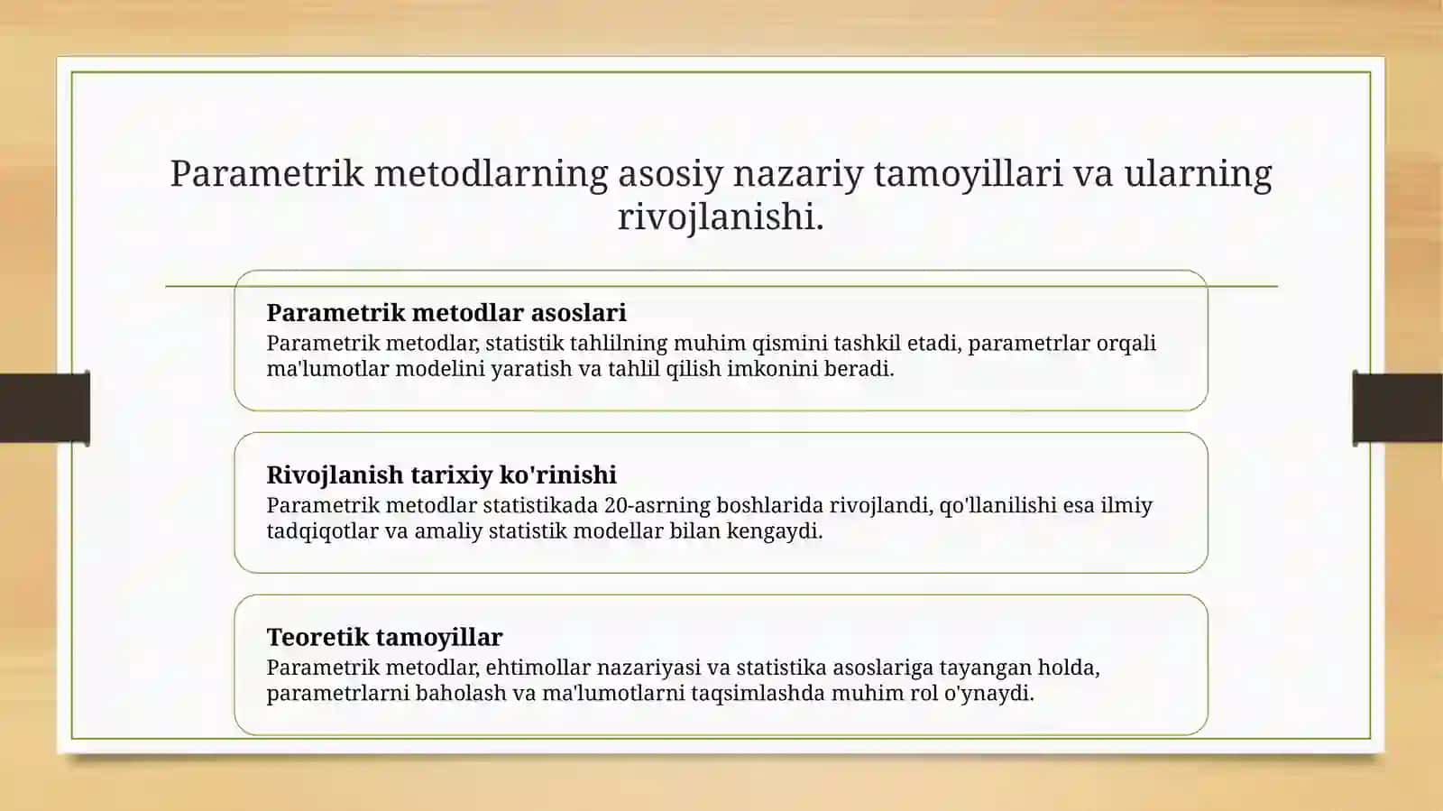 Parametrik metodlar haqida tushuncha 3