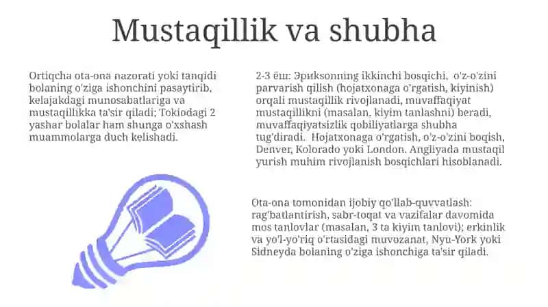E.Eriksonning shaxs rivojlanishini psixoijtimoiy bosqichlari 3
