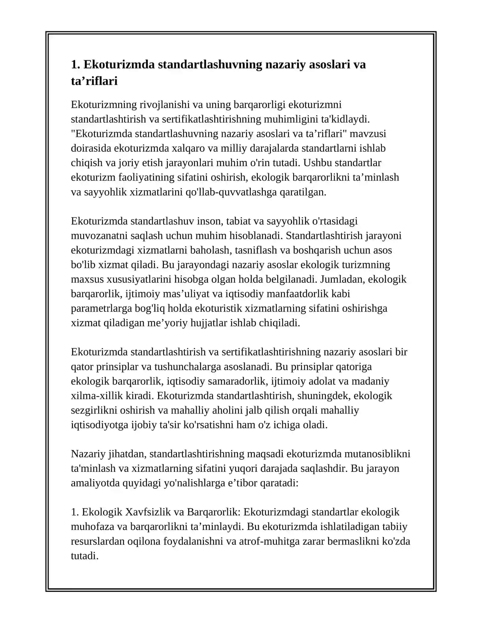 EKOTURIZMDA STANDARTLASHTIRISH VA SERTIFIKATLASHTIRISH 3