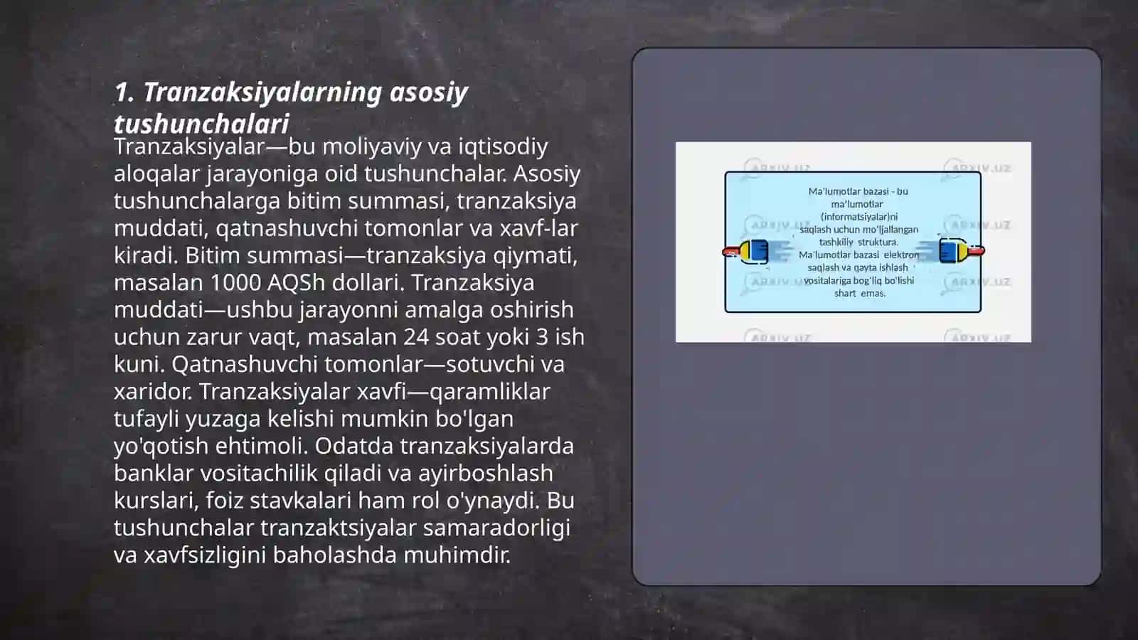 Tranzaksiyalarni boshqarish va paralellashtirishni boshqarish 3