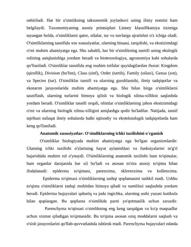 Bir urugʻ pallali oʻsimliklar sinfining umumiy harakterikasi 3