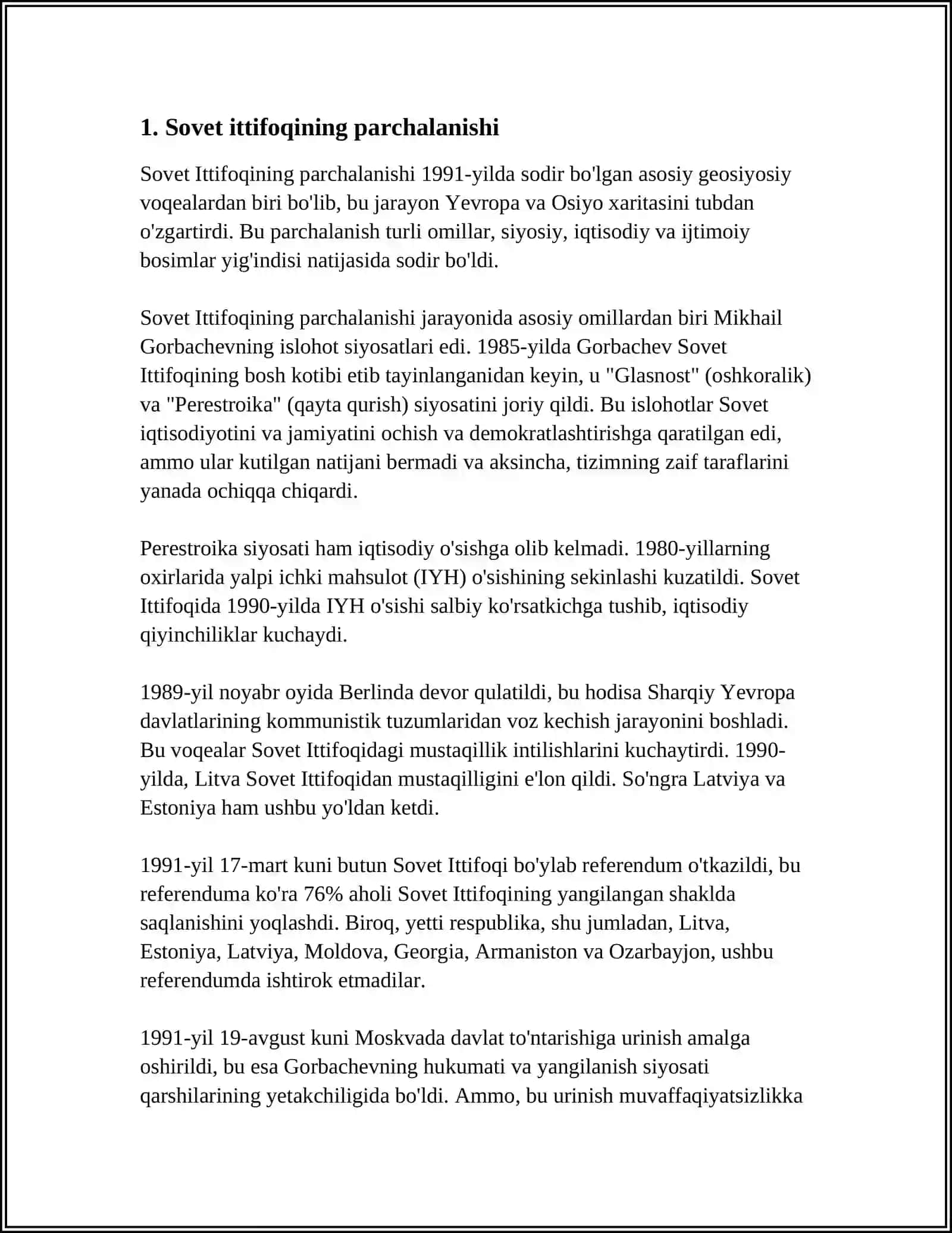 MUSTAQILLIKKA ERISHISH ARAFASIDA OʻZBEKISTONDAGI IJTIMOIY-SIYOSIY JARAYONLAR 3
