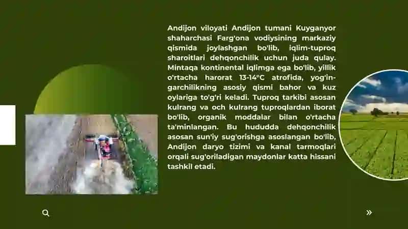 Yashab turgan hududda yetishtiriladigan asosiy ekinlar va ularning almashlab ekish tizimidagi o'rni. 3