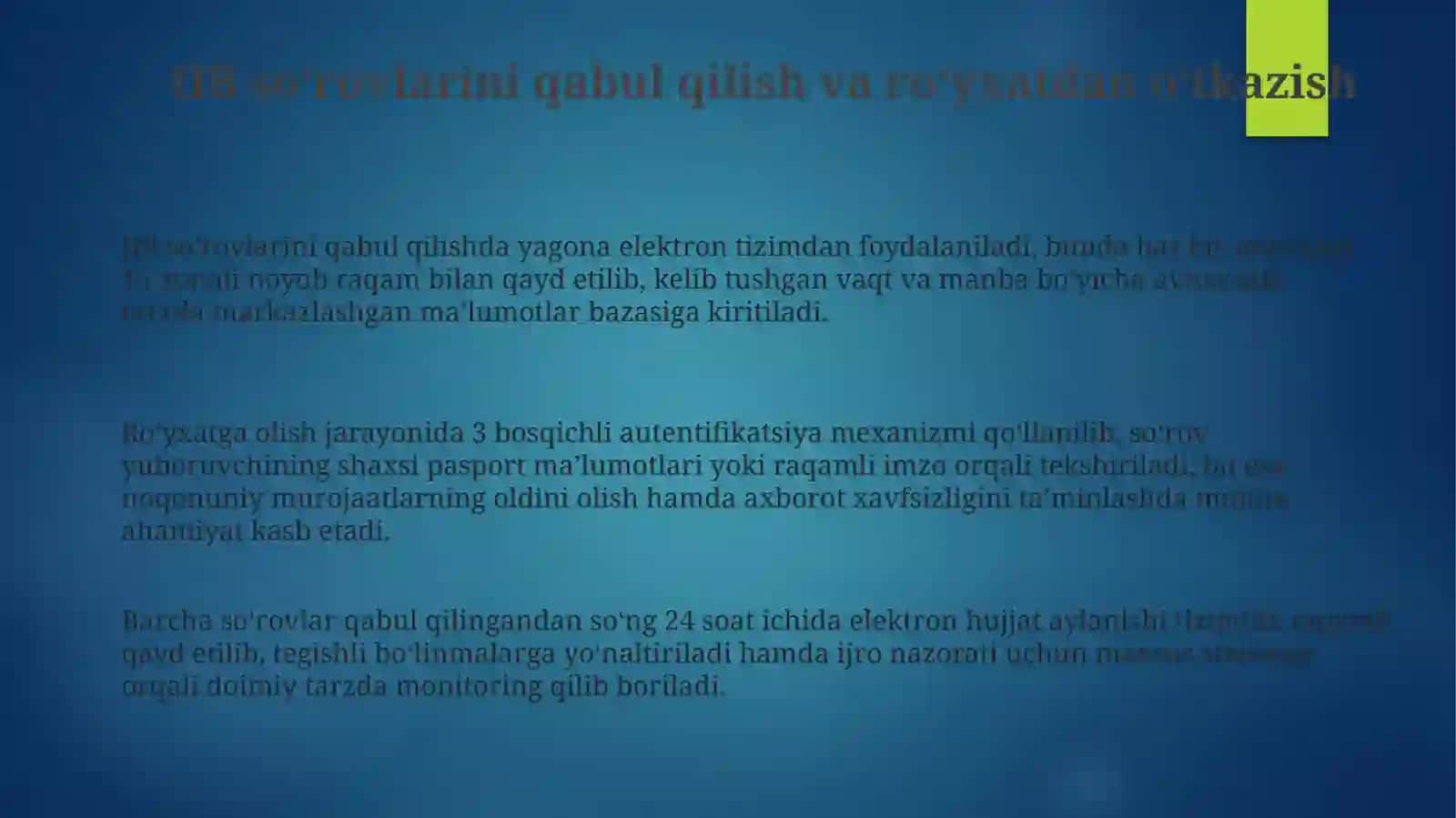 IIB murojaatlar bilash shlash sohasida 3