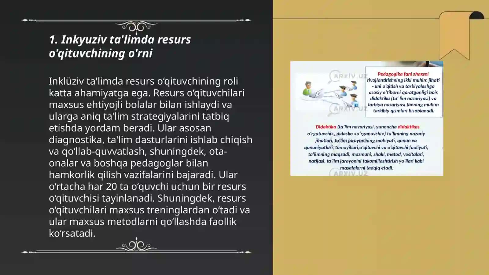 Inkyuziv ta'lim tizimida faoliyat ko'rsatuvchi resurs o'qituvchi vazifalari va maqsadlari 3