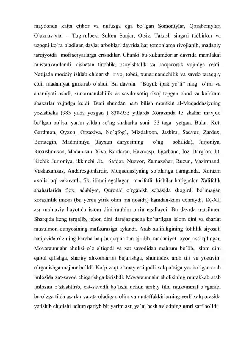 IX – XII  asrlarda O`rta Osiyoda madaniy hayot 3