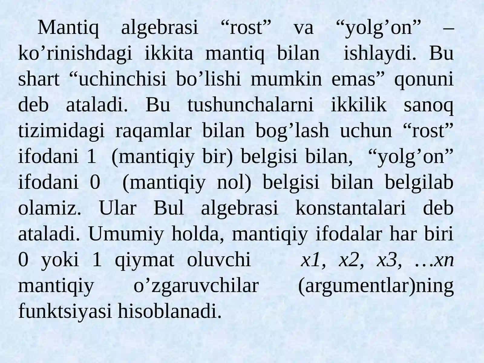 Ma’ruza.Mantiqiy elementlar 3