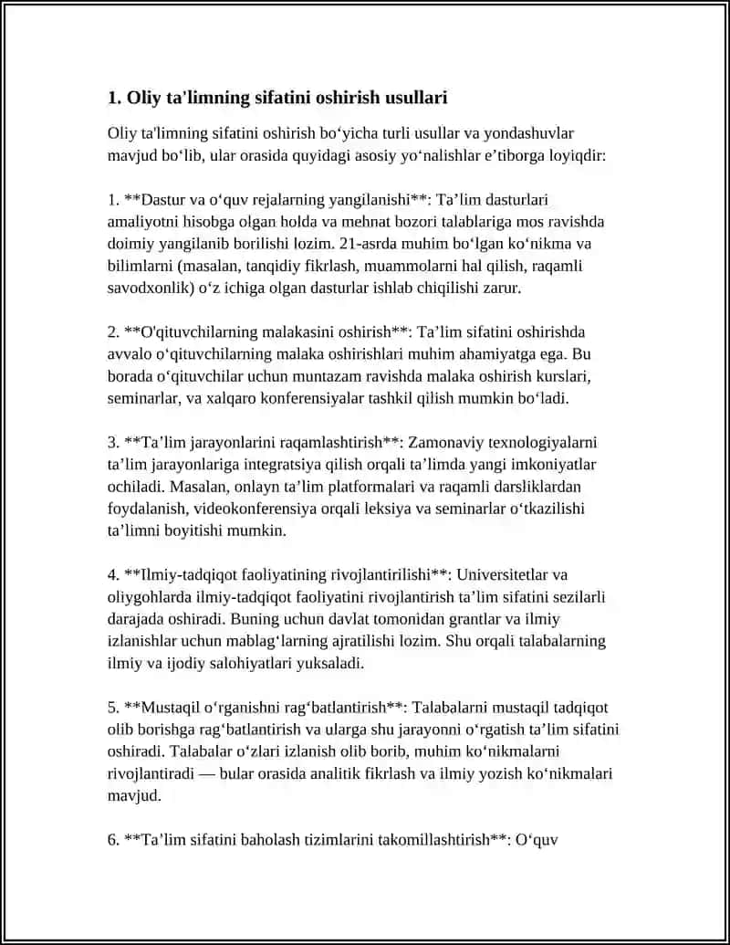 OLIY TA'LIM VA UNDAN KEYINGI TA'LIMNING TAKOMILLASHTIRILISHI 3