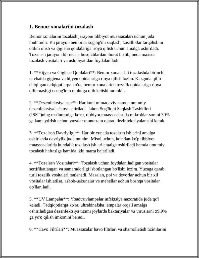 REFERAT Mavzu: TIBBIY SHIFOXONADA INSHOATLARNI TOZALASH TURLARI 3