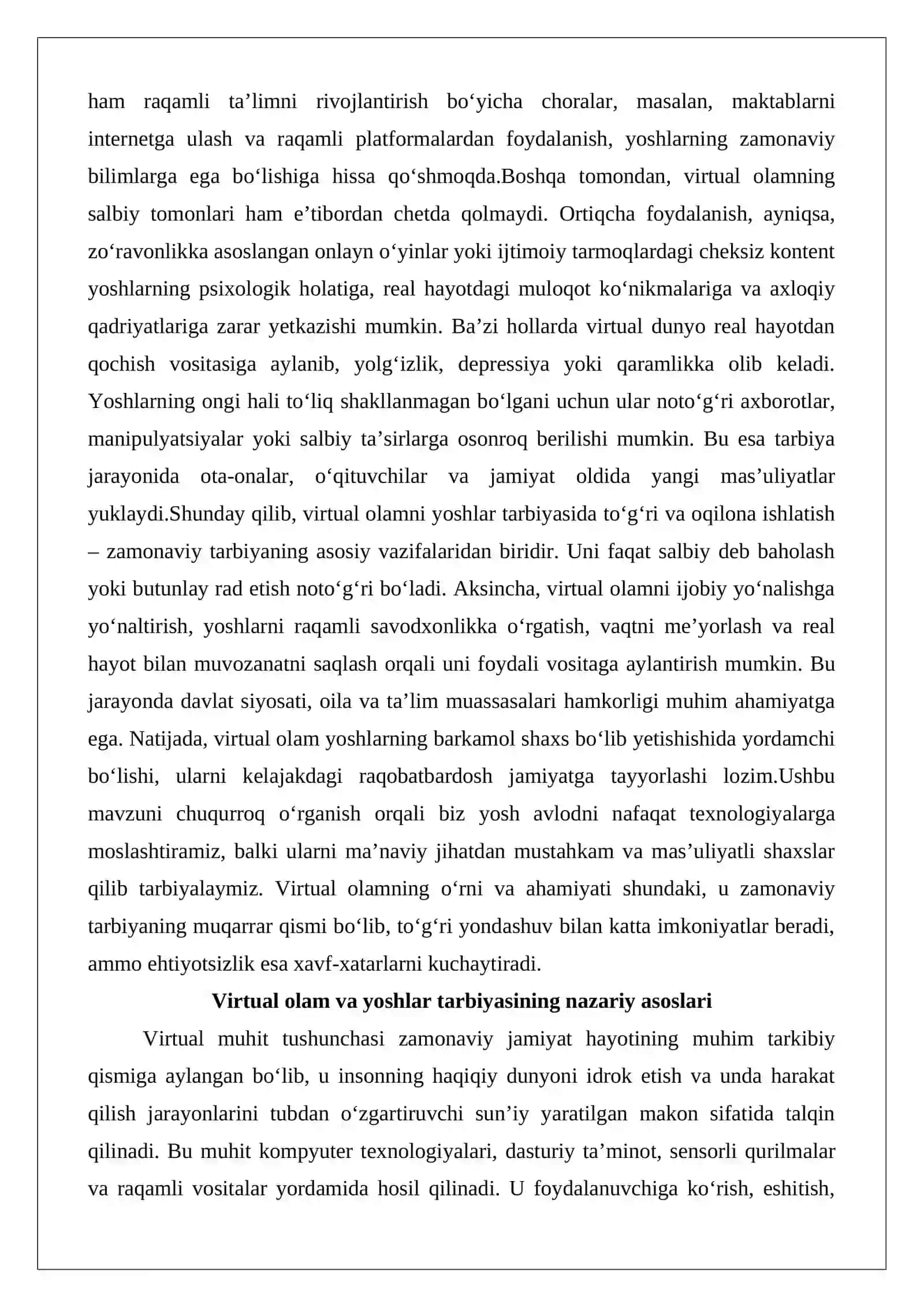 Yoshlar tarbiyasida virtual olamning o’rni va ahamiyati 3
