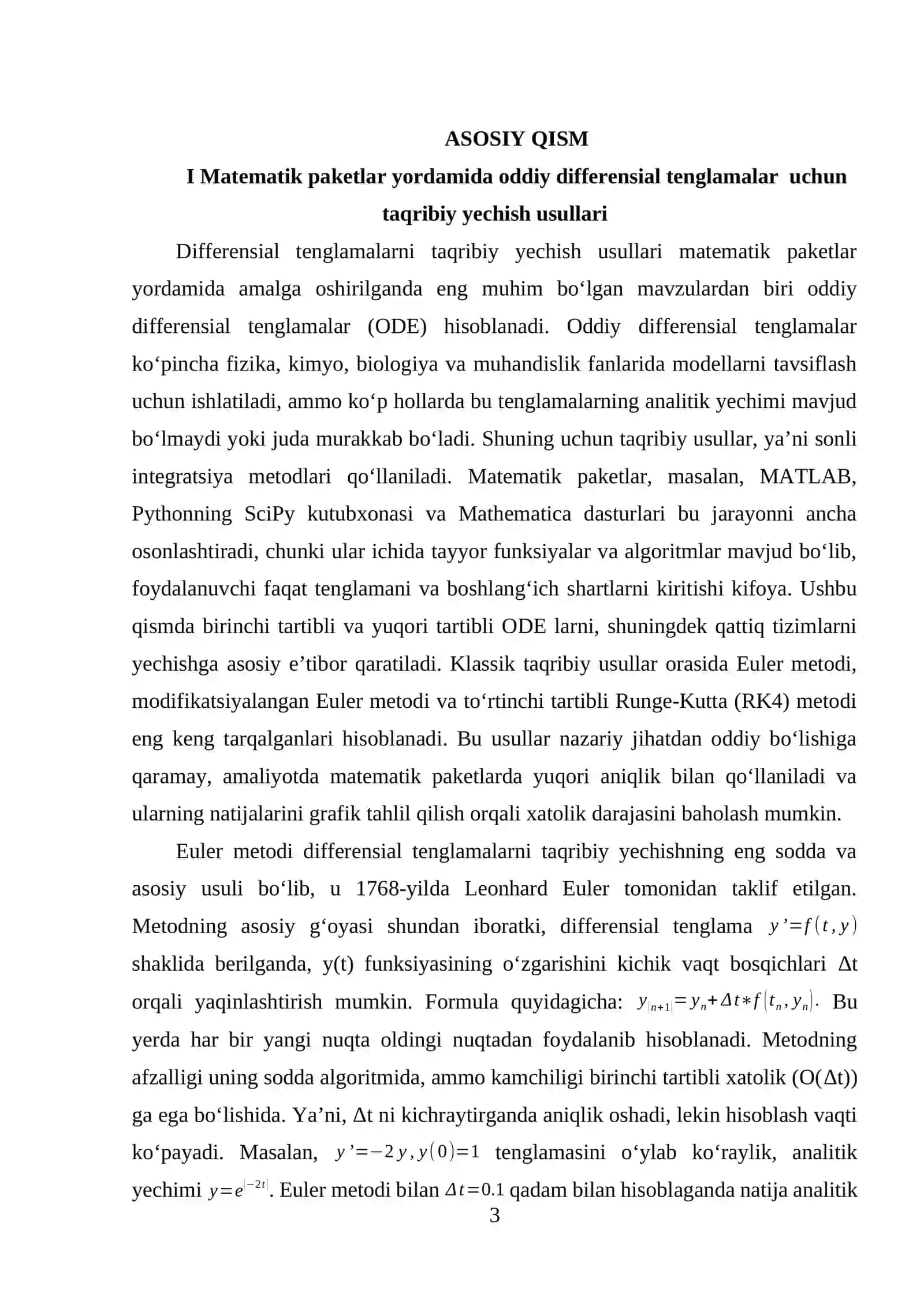 Differensial tenglamalarni taqribiy yechish usullari (matematik paketlar yordamida) 3
