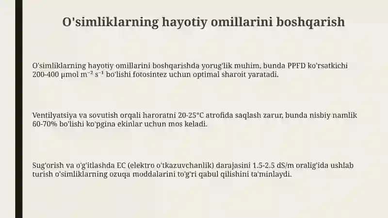 O'simliklarning hayotiy omillarini boshqarish 3