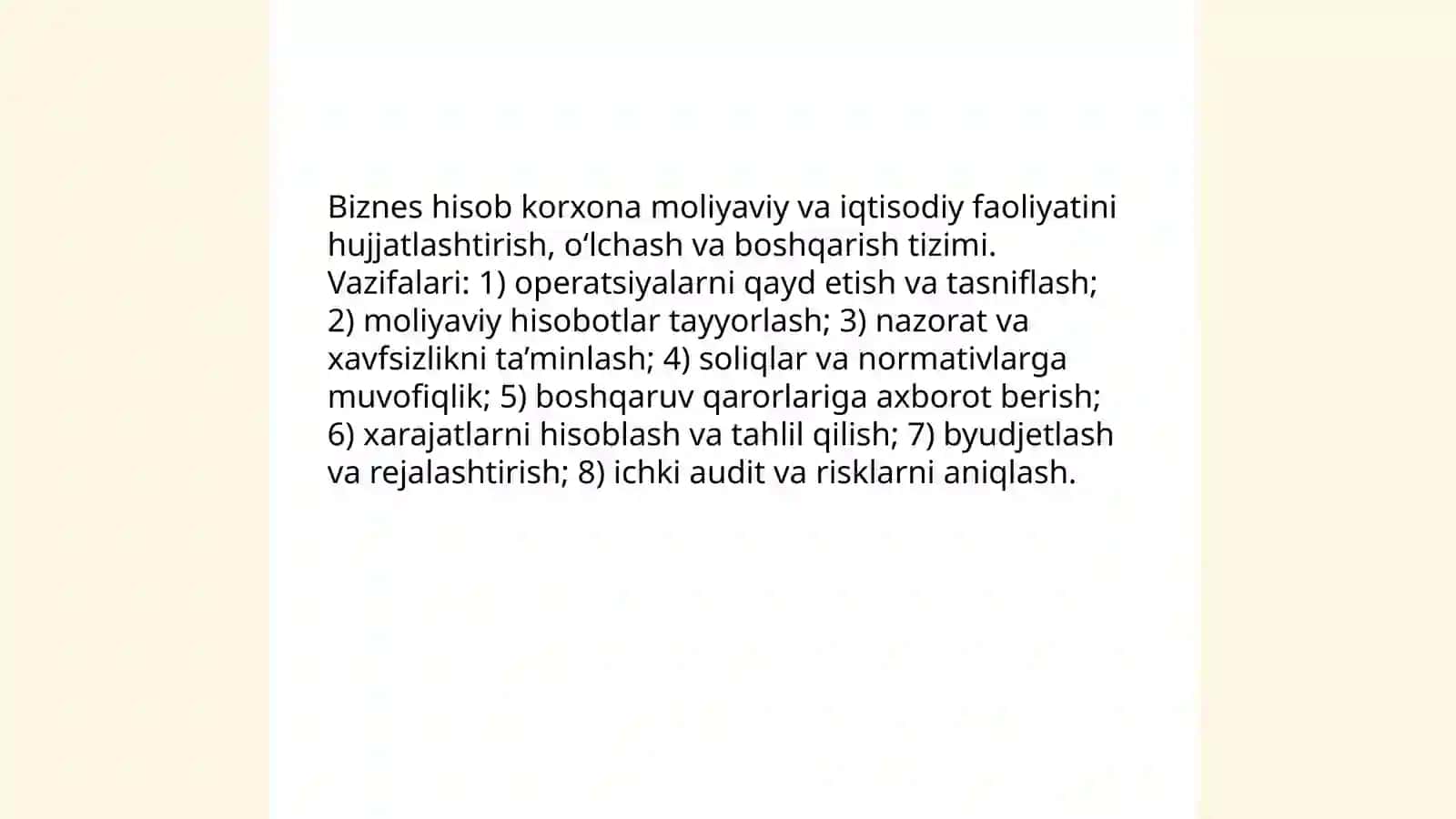 Biznes hisobi haqida tushuncha 3