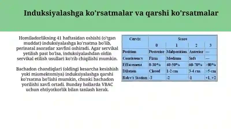 Induksiyalashga ko'rsatmalar va qarshi ko'rsatmalar, Bishop balli 3