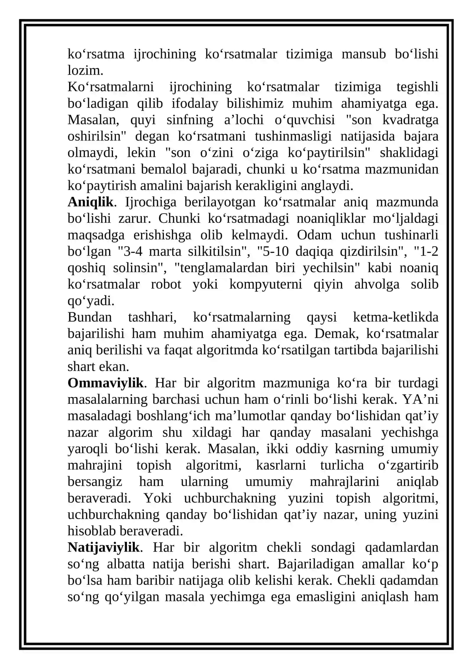 Algoritmlаrning turlariga oid missollar 3