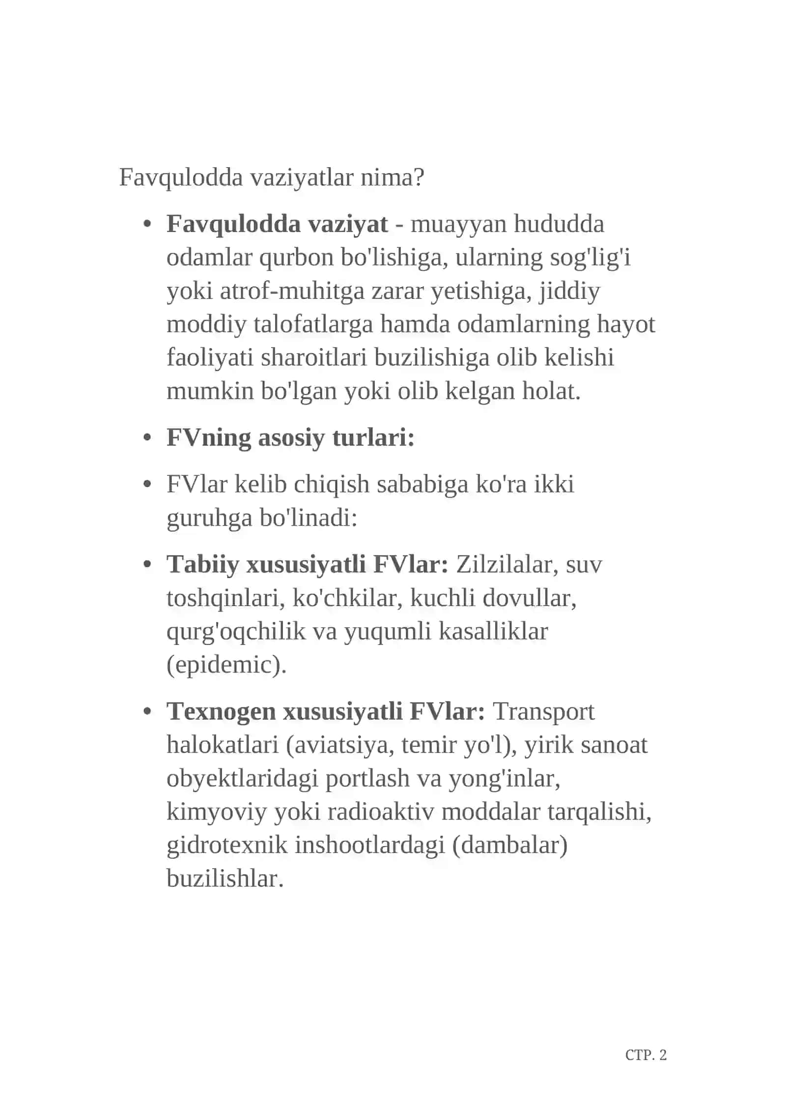 Favqulodda vaziyatlar va fuqarolar muhofazasi haqida tushuncha 3