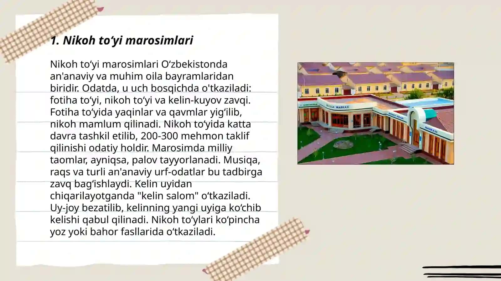 O‘zbek xalqining to‘ylari, marosimlari, uy-joylari bilan bog‘liq urf odatlari 3