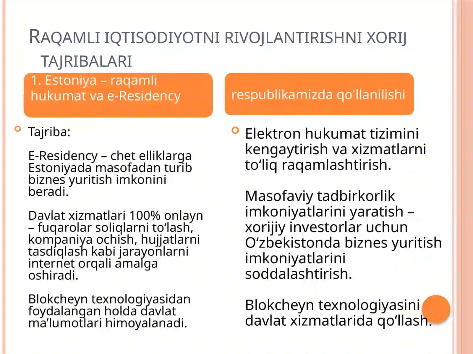 Raqamli iqtisodiyotni rivojlantirishni xorij tajribasi va undan respublikamizda qo'llash yo'llari 3