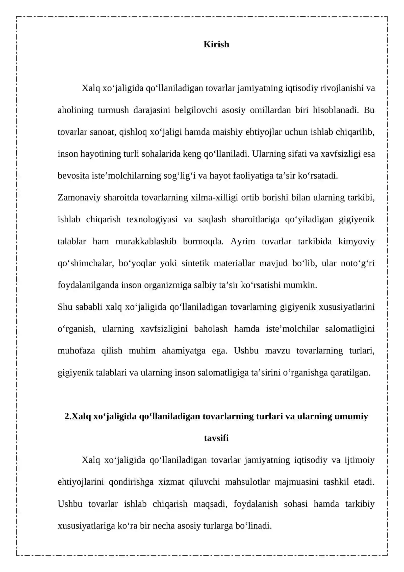 XALQ XO‘JALIGIDA QO‘LLANILADIGAN TOVARLAR VA ULARNING GIGIYENASI. 3