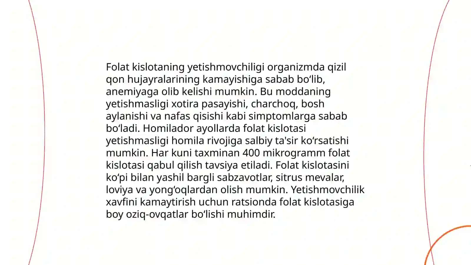 Falat kislotaning yetishmovchiligi va anemiya 3