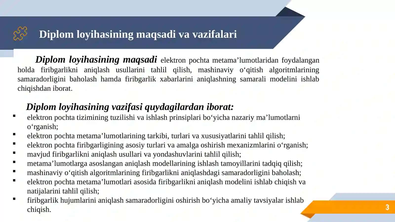 Elektron pochta metama’lumotlaridan foydalangan holda firibgarlikni aniqlash modeli 3