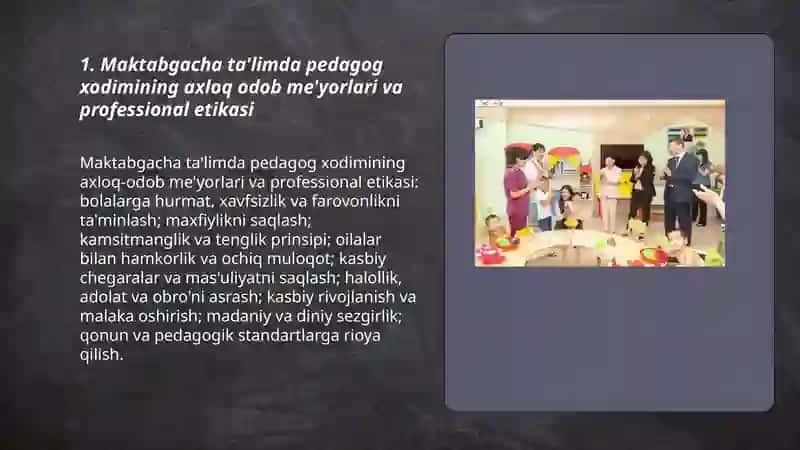 Maktabgacha talimda pedagog xodimining axloq odob va nazorati 3