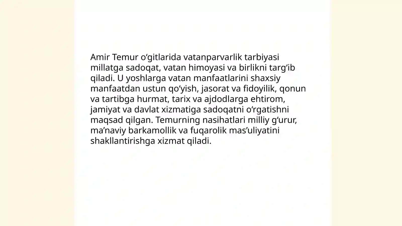 Amir Temur o‘gitlarining tarbiyaviy ahamiyati 3