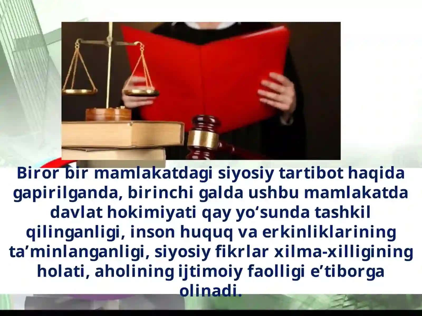 Siyosiy tartibot (rejim). Davlat organlari. Davlat mexanizmi 3