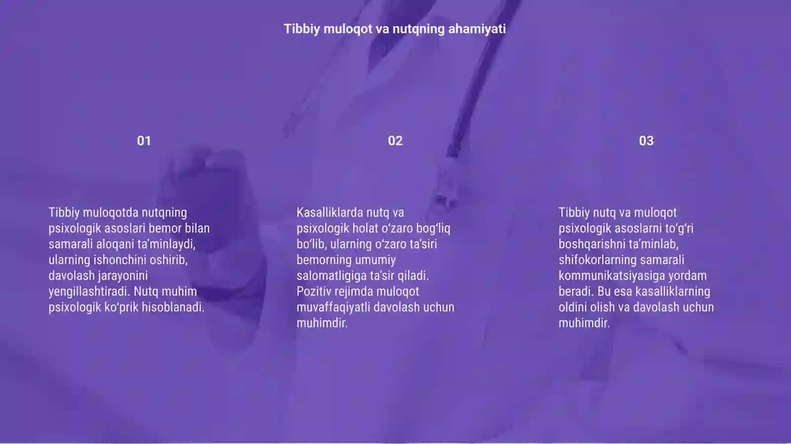 Tibbiy muloqotda nutqning psixologik asoslari va kasalliklari 3