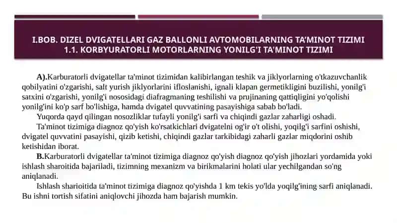 Zamonaviy avtomobillar tizimini ta'minlash texnik xizmati 3