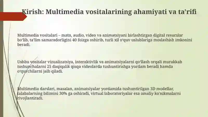 Masofaviy taʼlimda multimedia vositalaridan foydalanish samaradorligi 3
