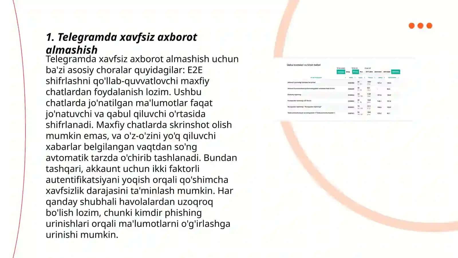Telegramda xavfsiz axborot almashish 3