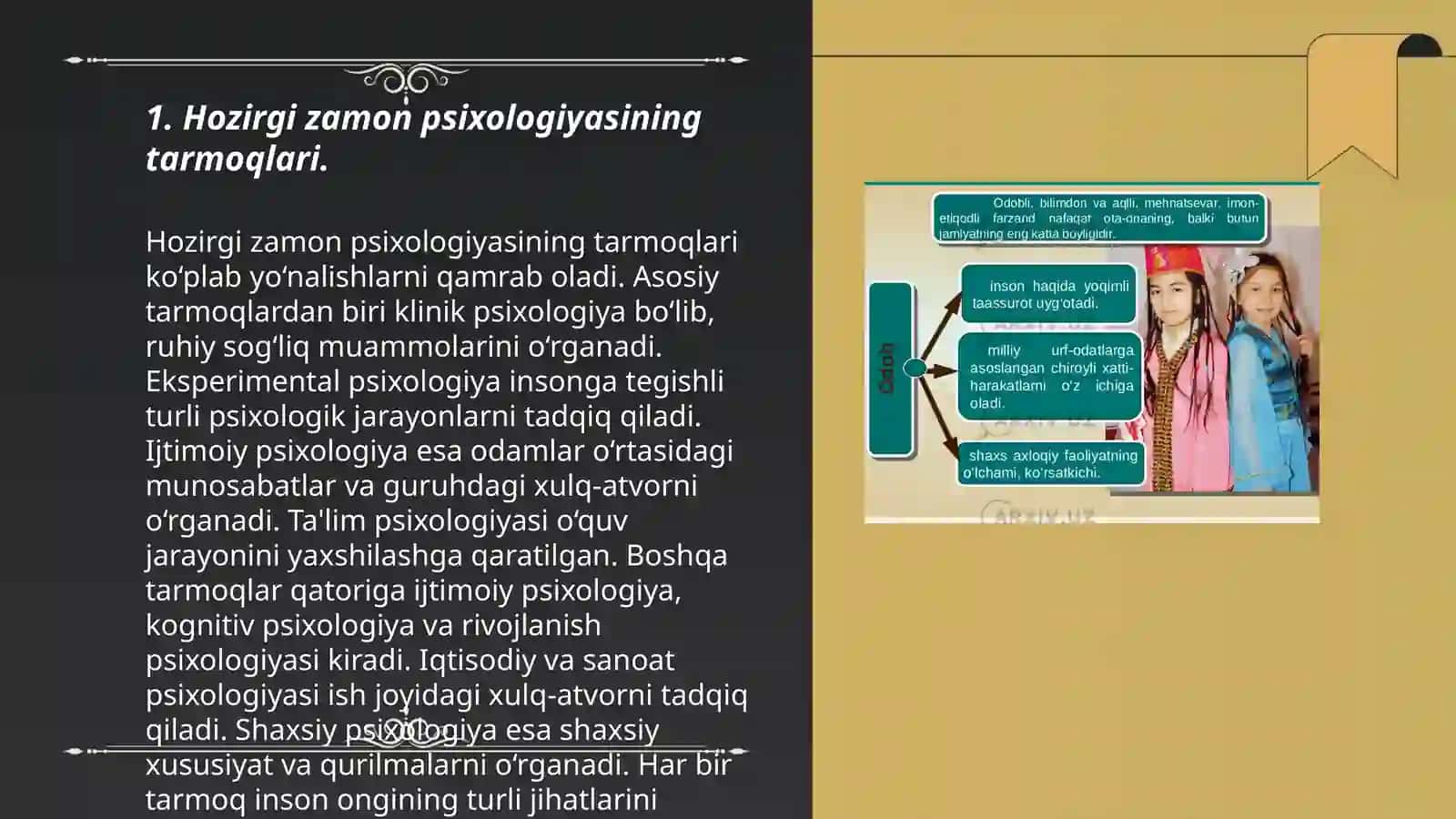 Hozirgi zamon psixologiyasining tarmoqlari va tadqiqot metodlari 3