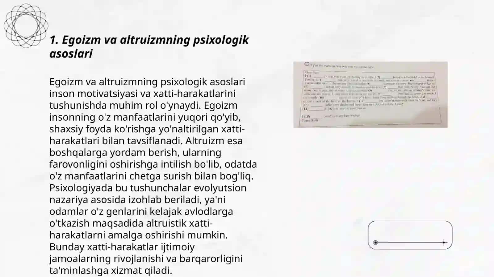 M Y Fenemenovning ilmiy ishlarida egoizm va altruizm 3