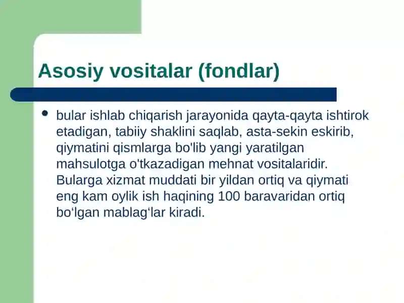 Korxona fondlarining tasnifi 3