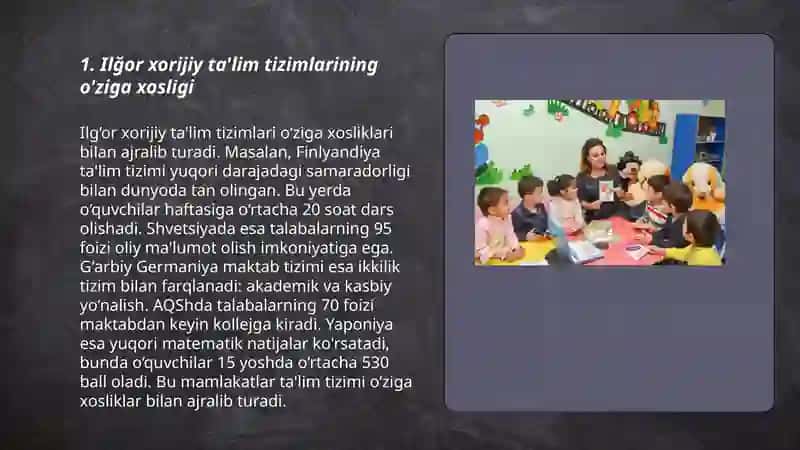 Ilğor xorijiy ta'lim tizimlarining o'ziga xosligi 3