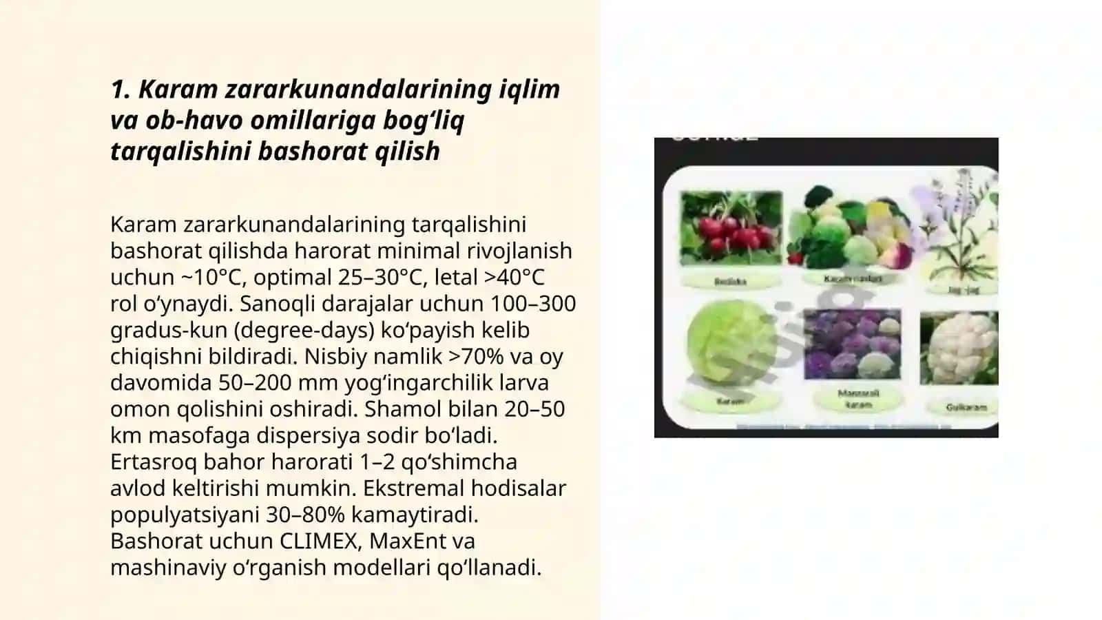 Karam zararkunandakarini tarqalishi va kòpayishini bashorat qilish 3